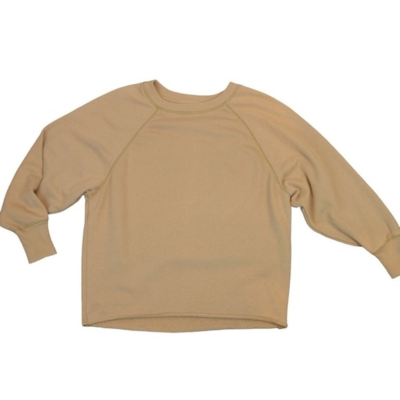Aerie Oversized French Terry Crew Neck Sweatshirt, Toasted Almond Color Size XS - Picture 12 of 12
